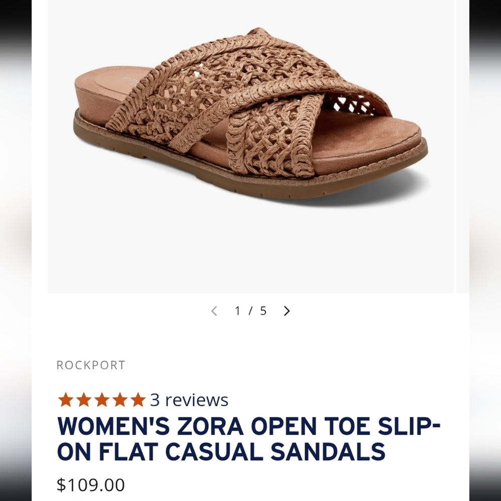 Rockport Women's Zora Tan Slip-On Sandals